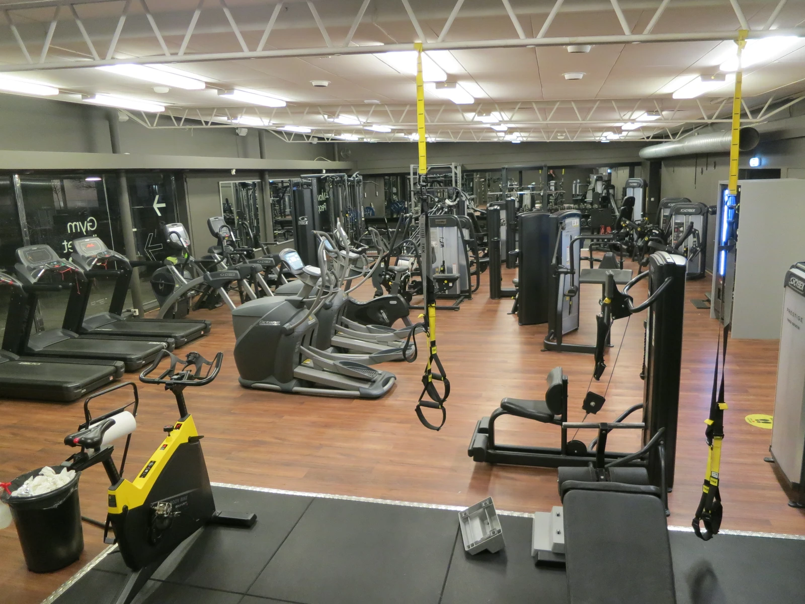 Interior of a health club in Gothenburg, Sweden, with various exercise machines.