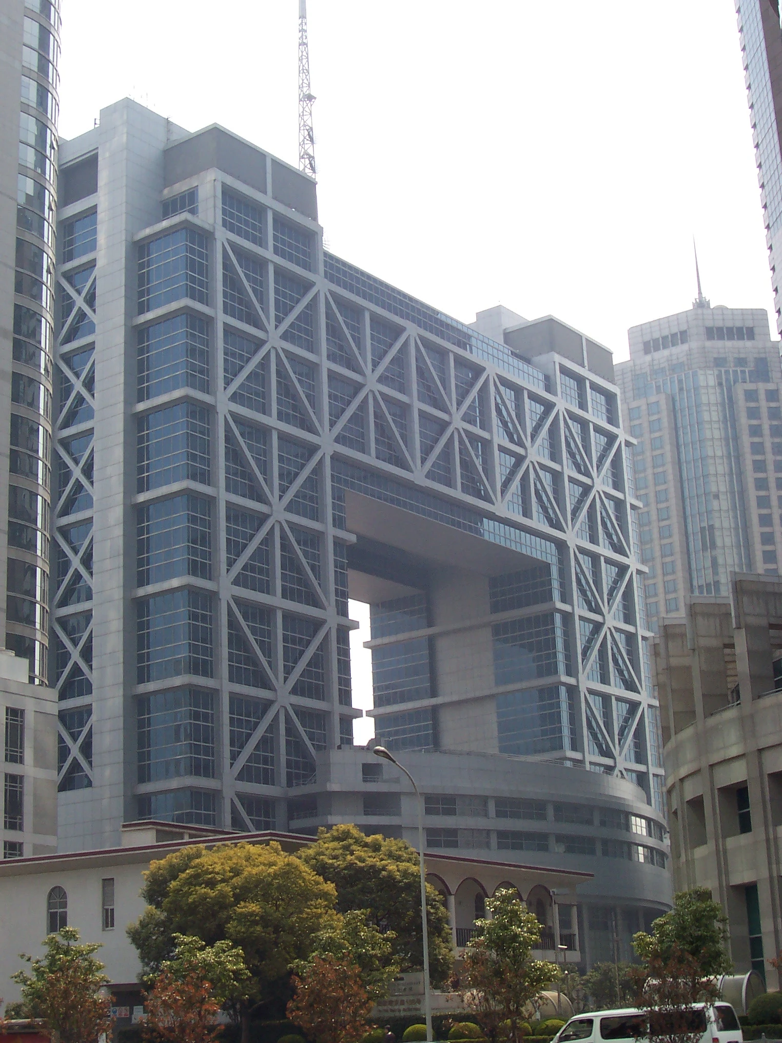 Exterior view of the Shanghai Stock Exchange Building in the Pudong district of Shanghai.