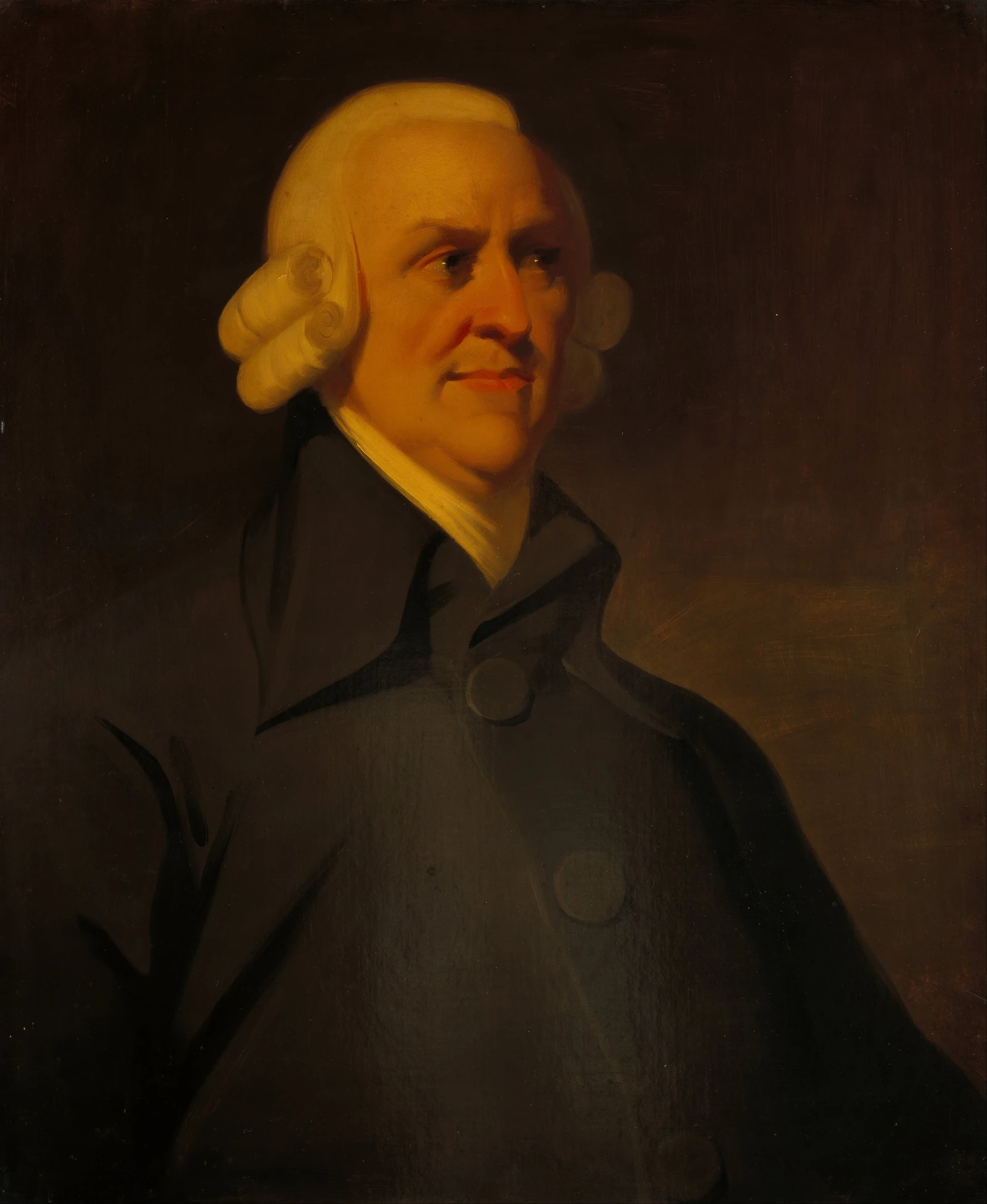 Adam Smith, Scottish political economist, depicted in an oil painting.