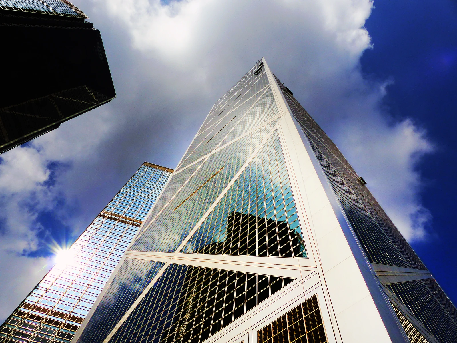 Bank of China Tower, a skyscraper in Hong Kong, seen from a low angle.