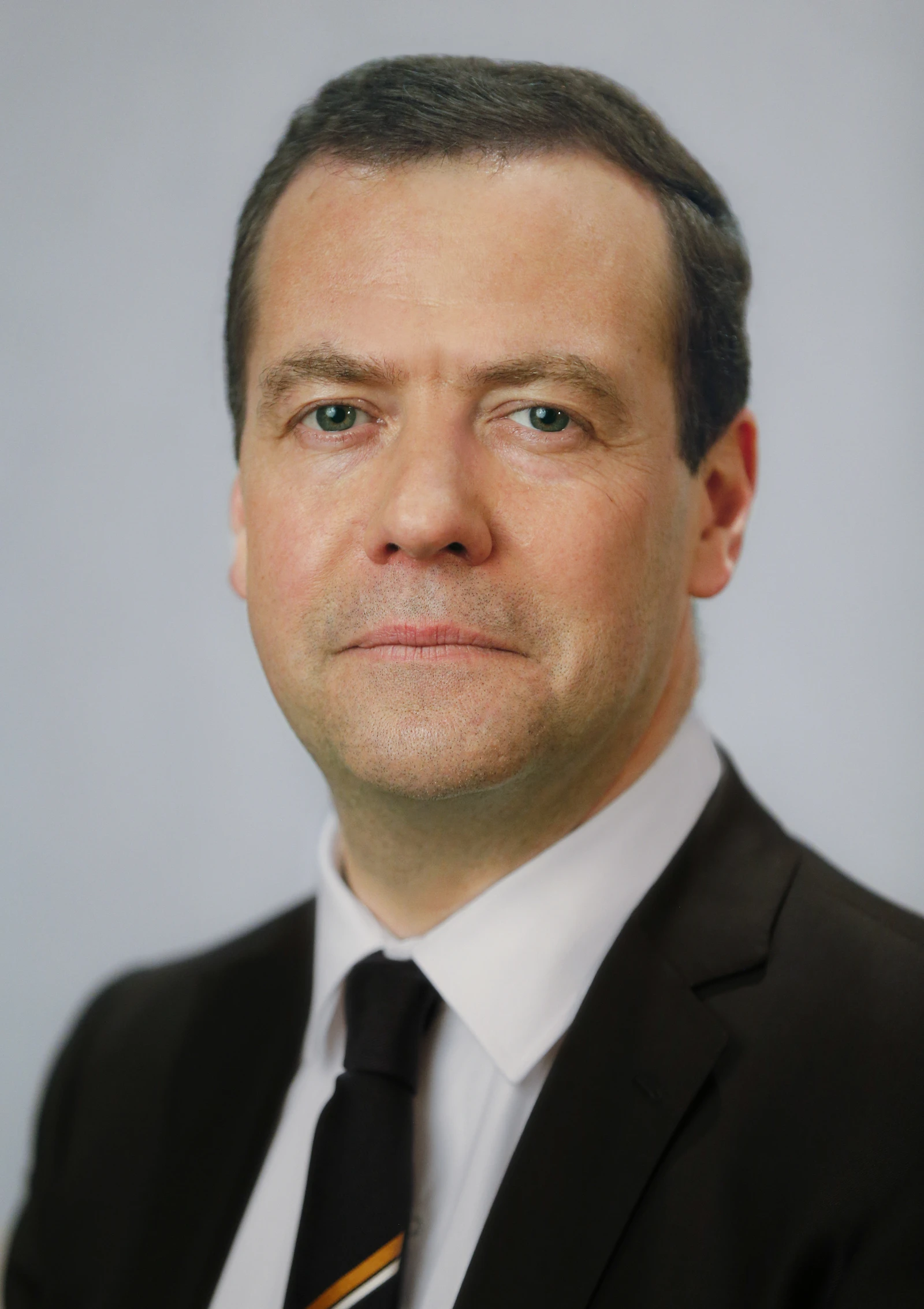 Dmitry Medvedev, Russian politician, looking directly at the camera.