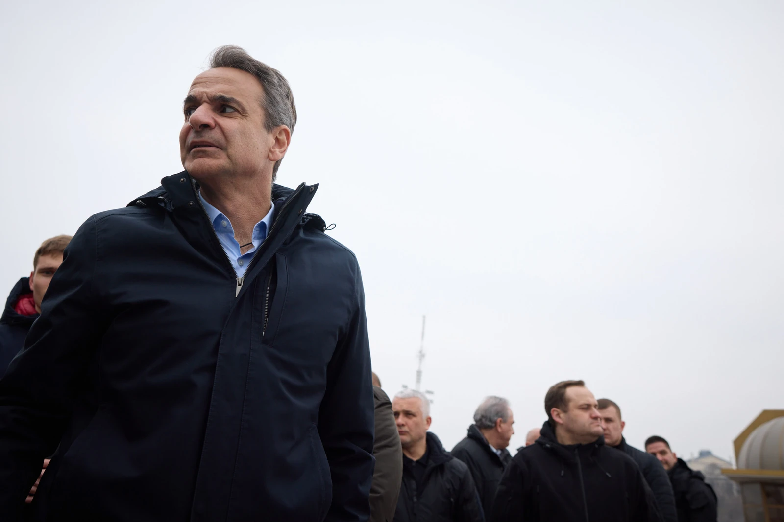 Kyriakos Mitsotakis, Prime Minister of Greece, surveying the port of Odesa.
